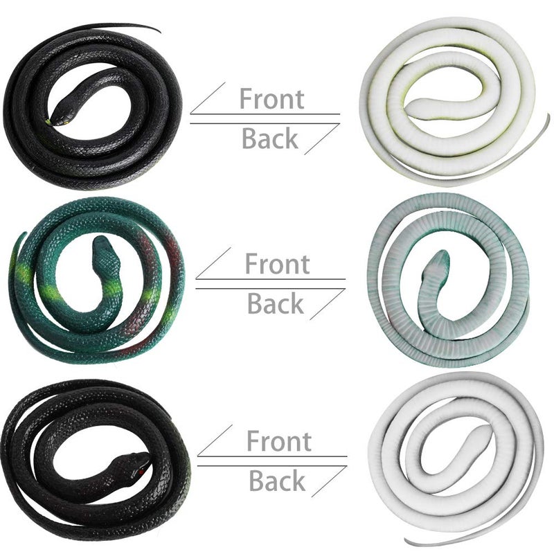 Outee 7 Pcs Realistic Rubber Snakes - Fake 15-47.2 Inch Black Snake Toys for Garden Props, Scaring Birds & Squirrels, Halloween & Easter Gifts, Lifelike Scary Gag Props - Image 4